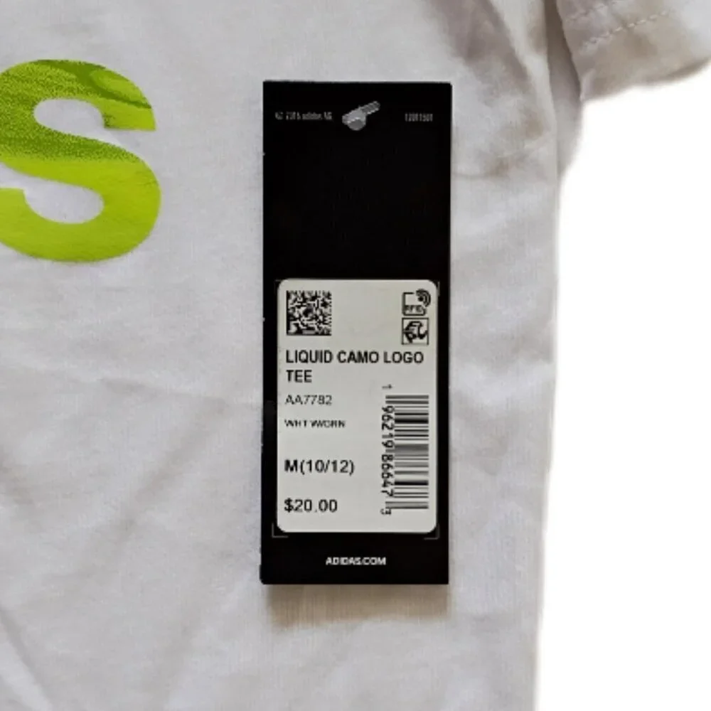 Adidas Camo Logo Graphic T-Shirt White Youth Size M Athletic Casual Tee
